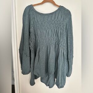 Free people We The Free Textured Blue Blouse
